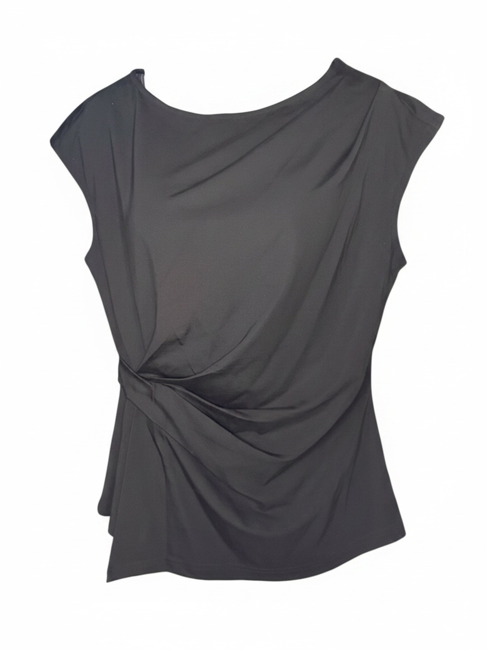 Grace Karin Black Ruched Side Cap Sleeve Top Size Medium NWT